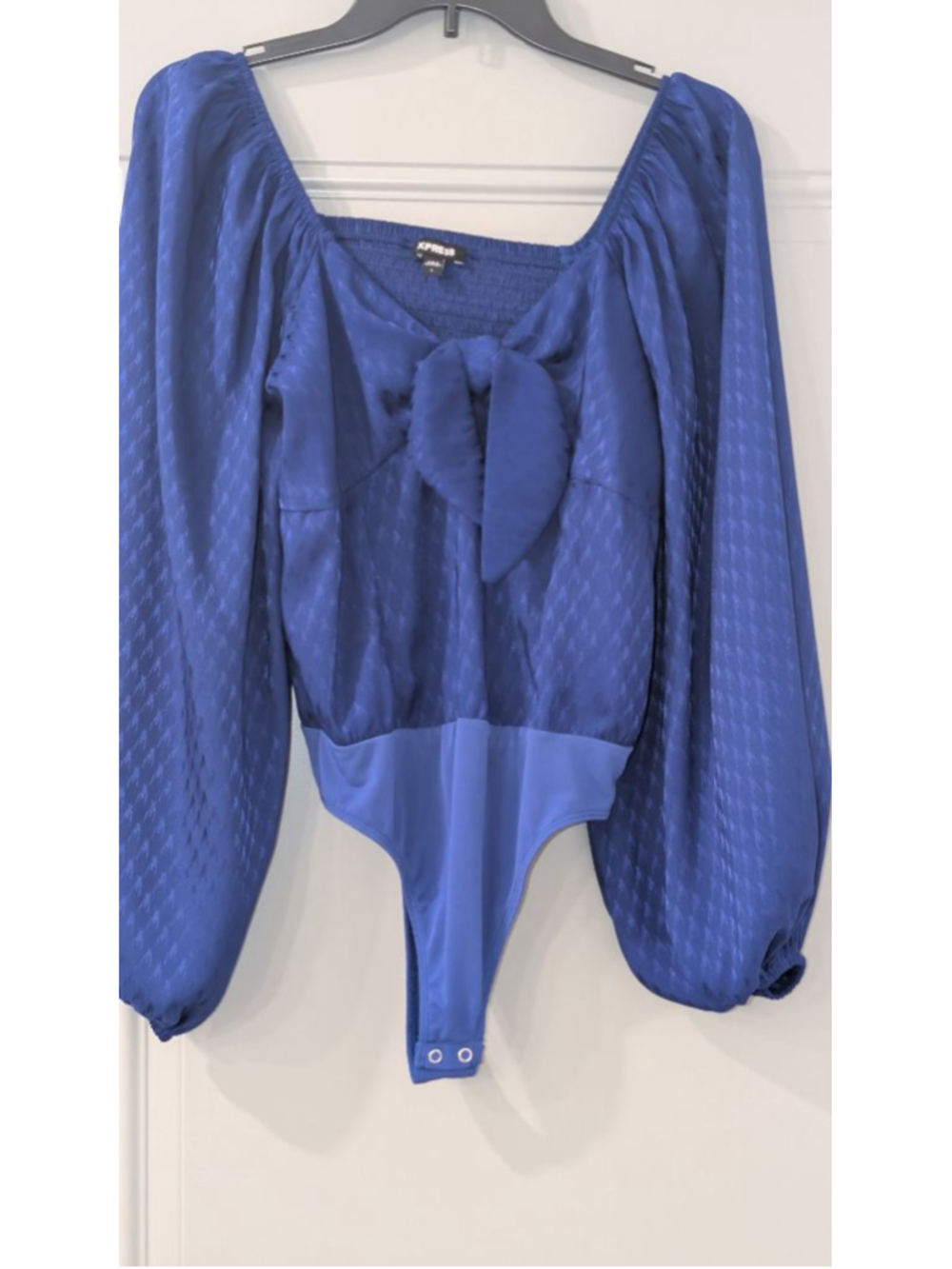 Women's Express Blue Long Sleeve Bodysuit L